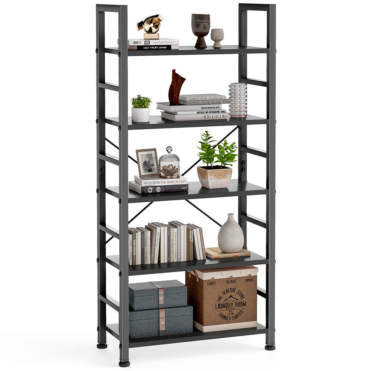 5 Tiers Freestanding Tall Bookshelf K1413