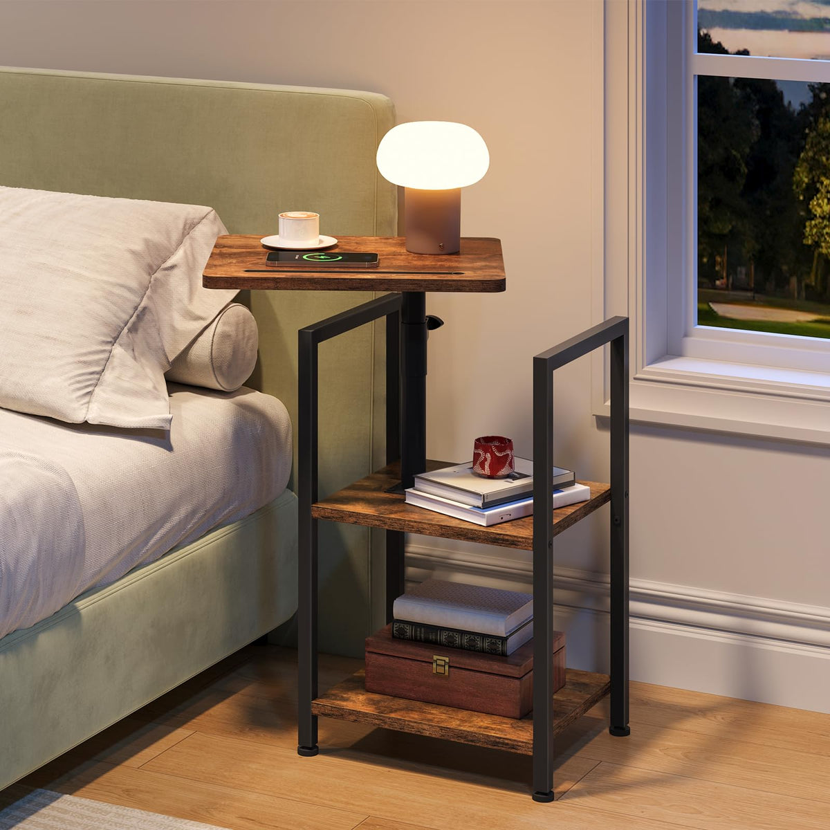 360° Swivel 3-Tier Side Table with Storage P659