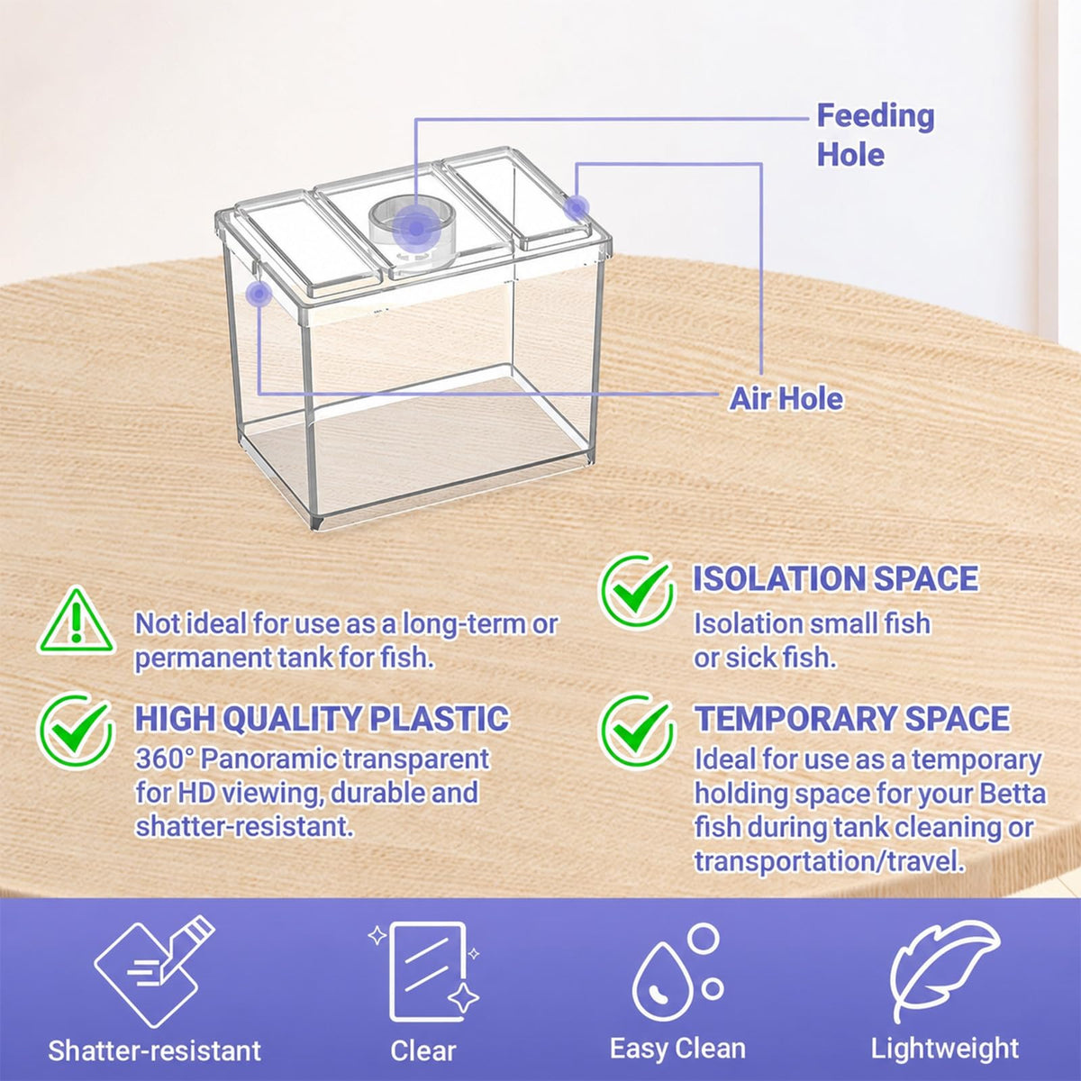 Mini Betta Fish Tank Kit with LED Light Base H790495
