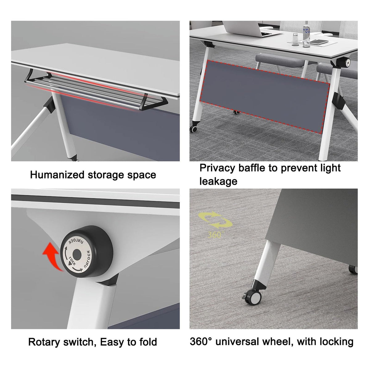 Folding Conference Table with Wood Top & Metal Frame E713