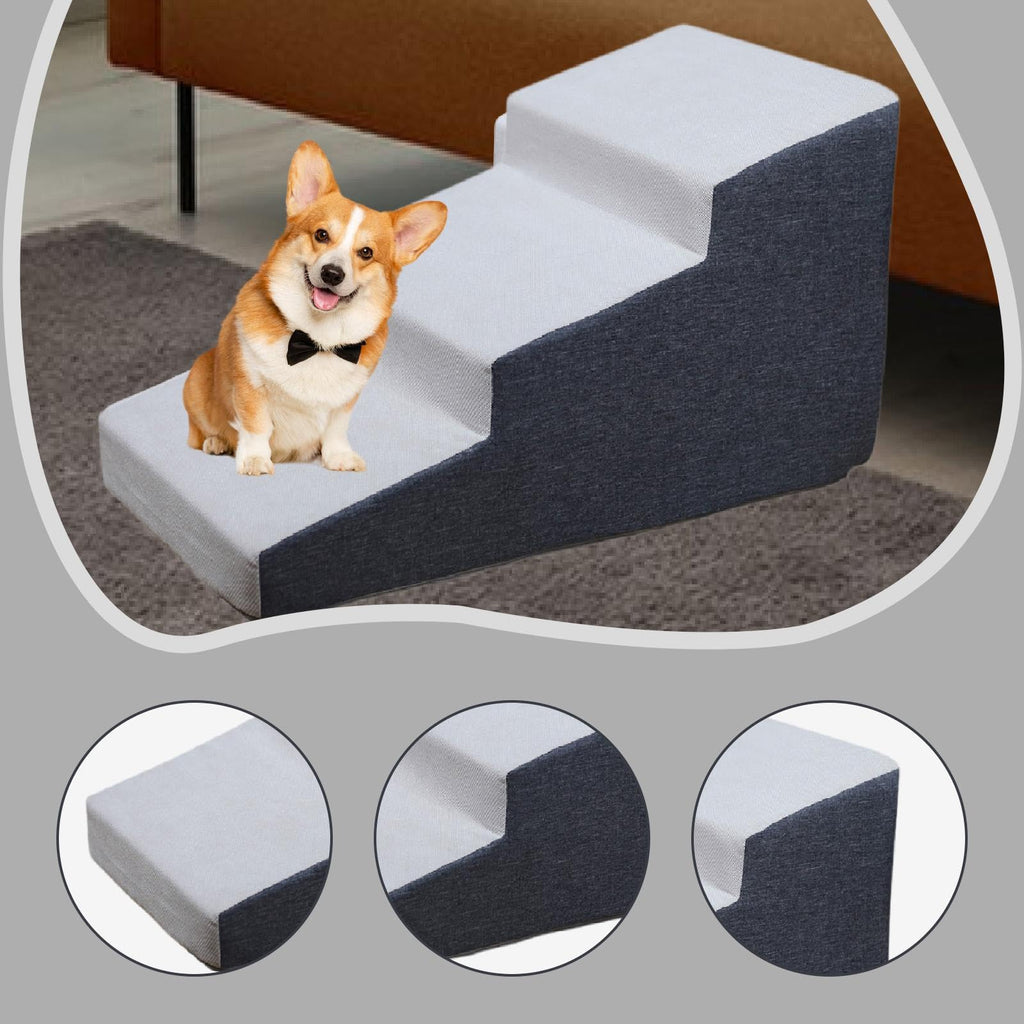 3 Step Dog Stairs Non-Slip Dark Gray V430
