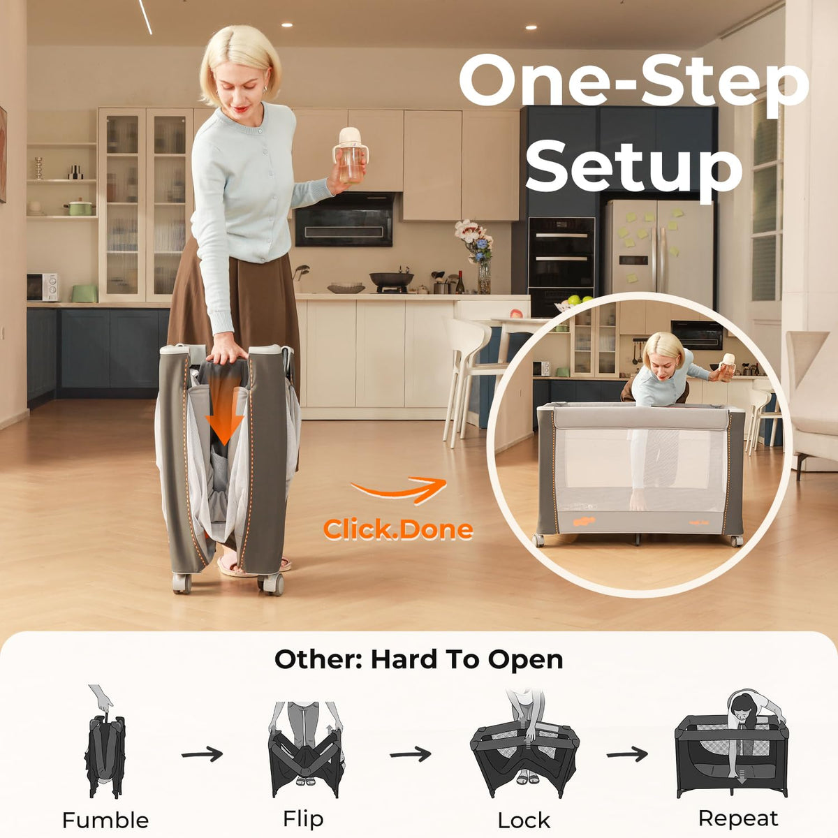 3-in-1 Pack and Play with Bassinet & Changing Table L8910