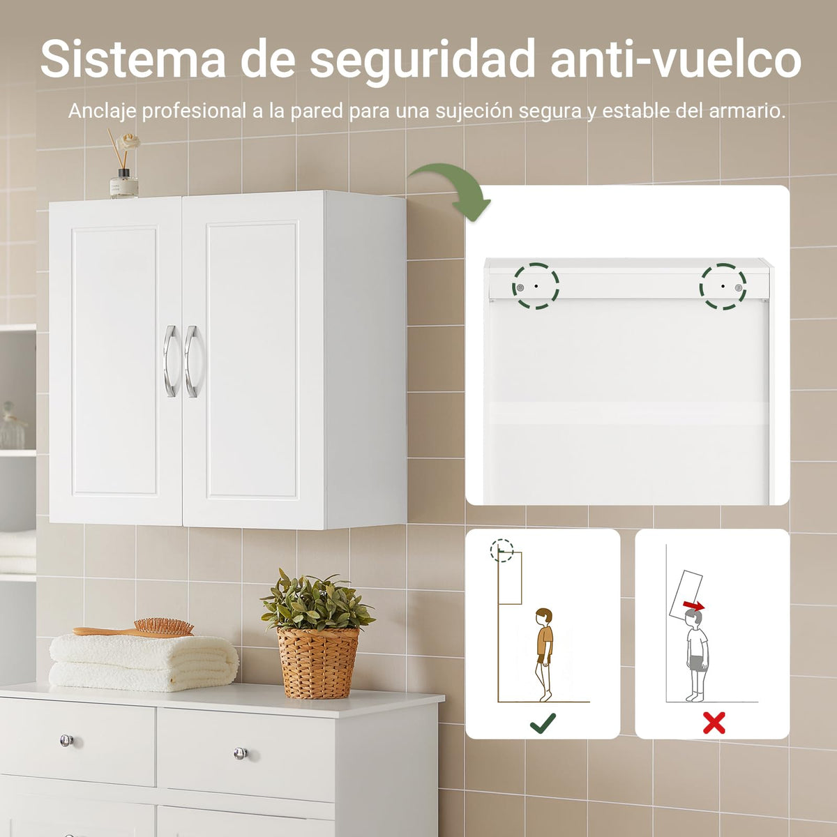 White Wall Storage Cabinet with Adjustable Shelf A177