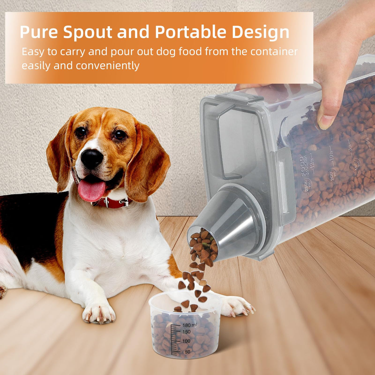 3-5Lbs/3Qt Plastic Pet Food Storage Container with Foldable Bowl P232114