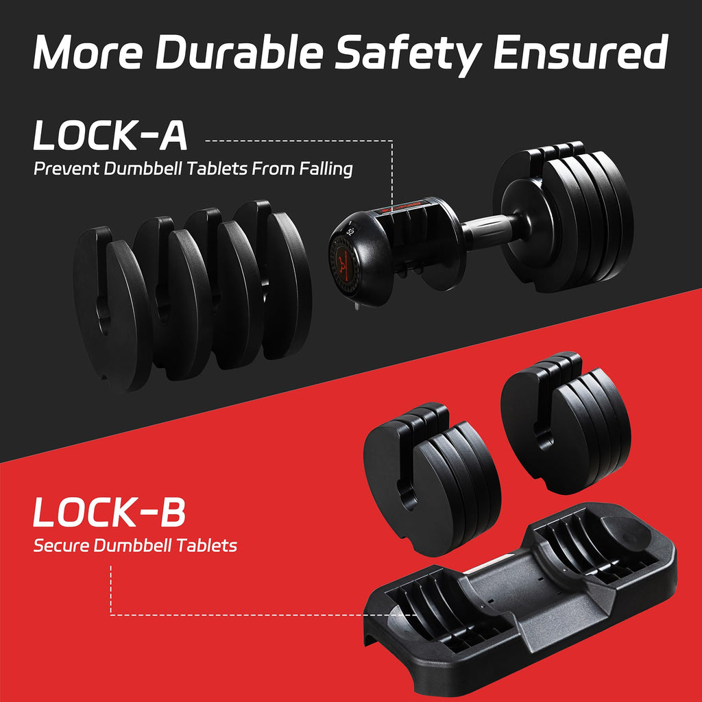 Adjustable Free Weights Dumbbells Set of 2, 52 lbs W936177