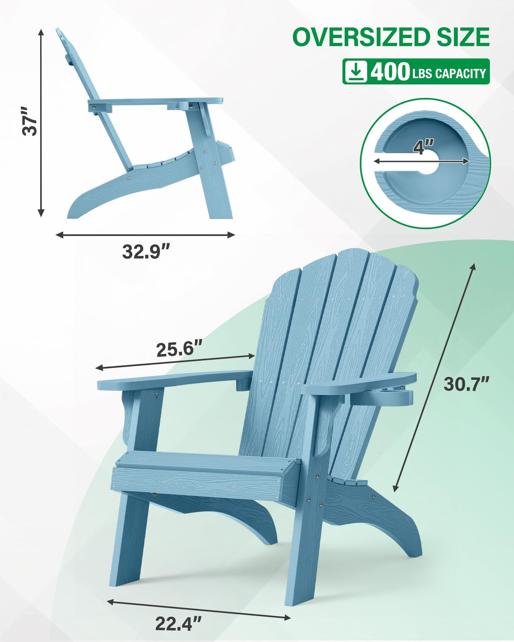 Oversized Adirondack Chair Set of 4 Blue Q3866