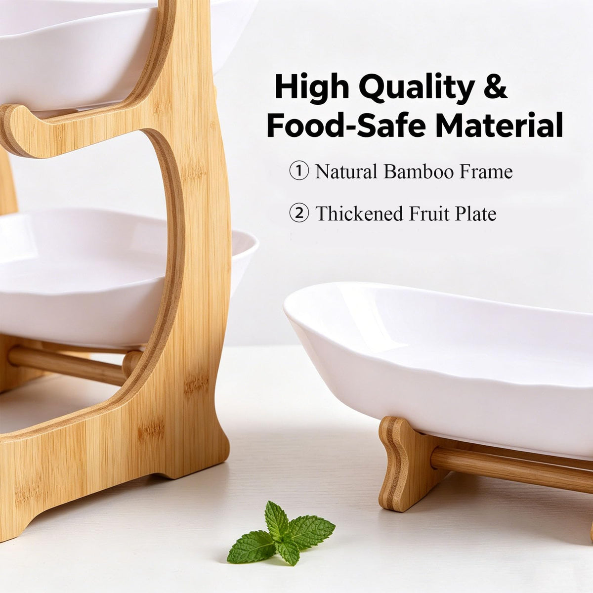 3 Tier Oval Fruit Basket with Bamboo Stand A65148