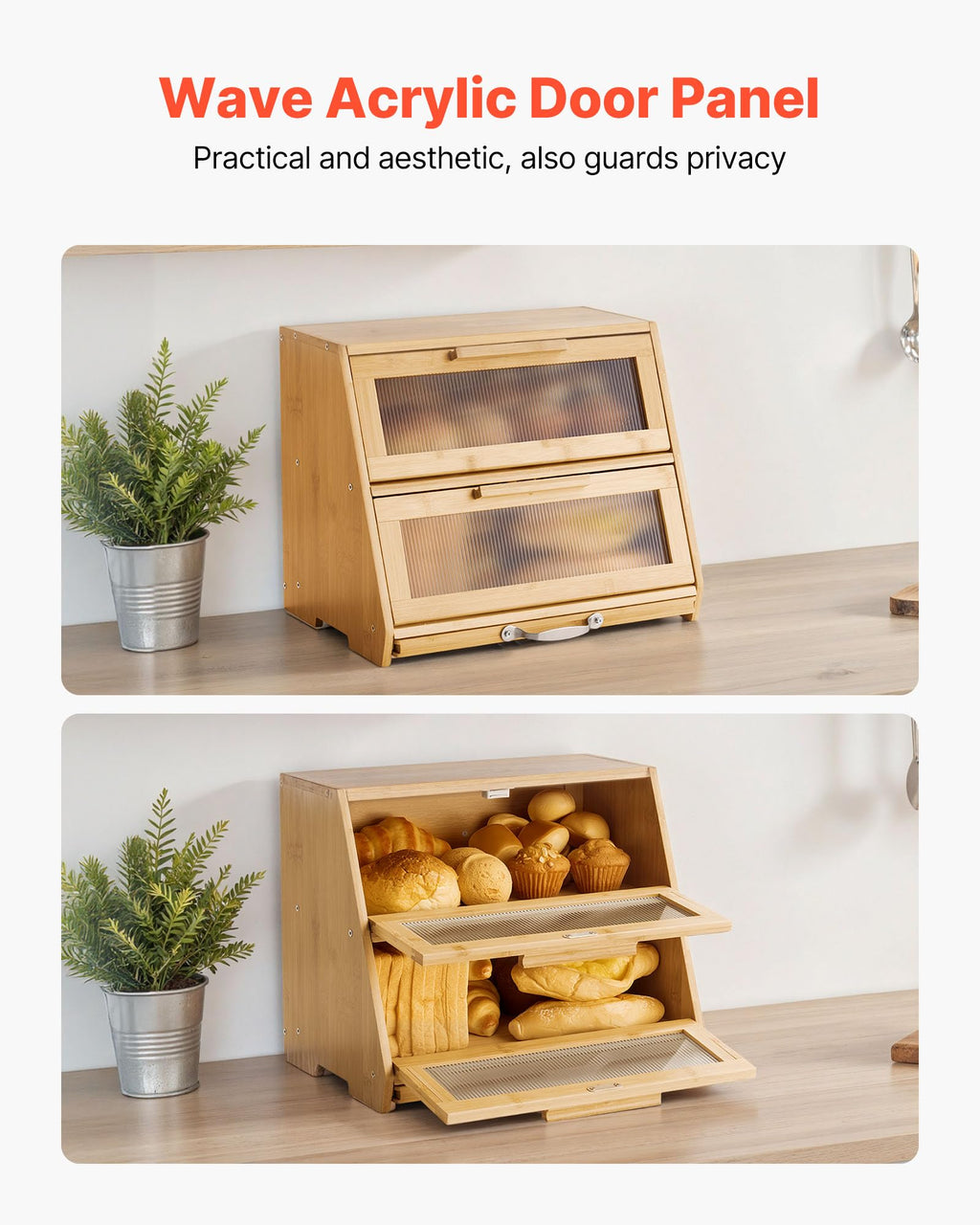 Large Capacity Bamboo Bread Box V3858