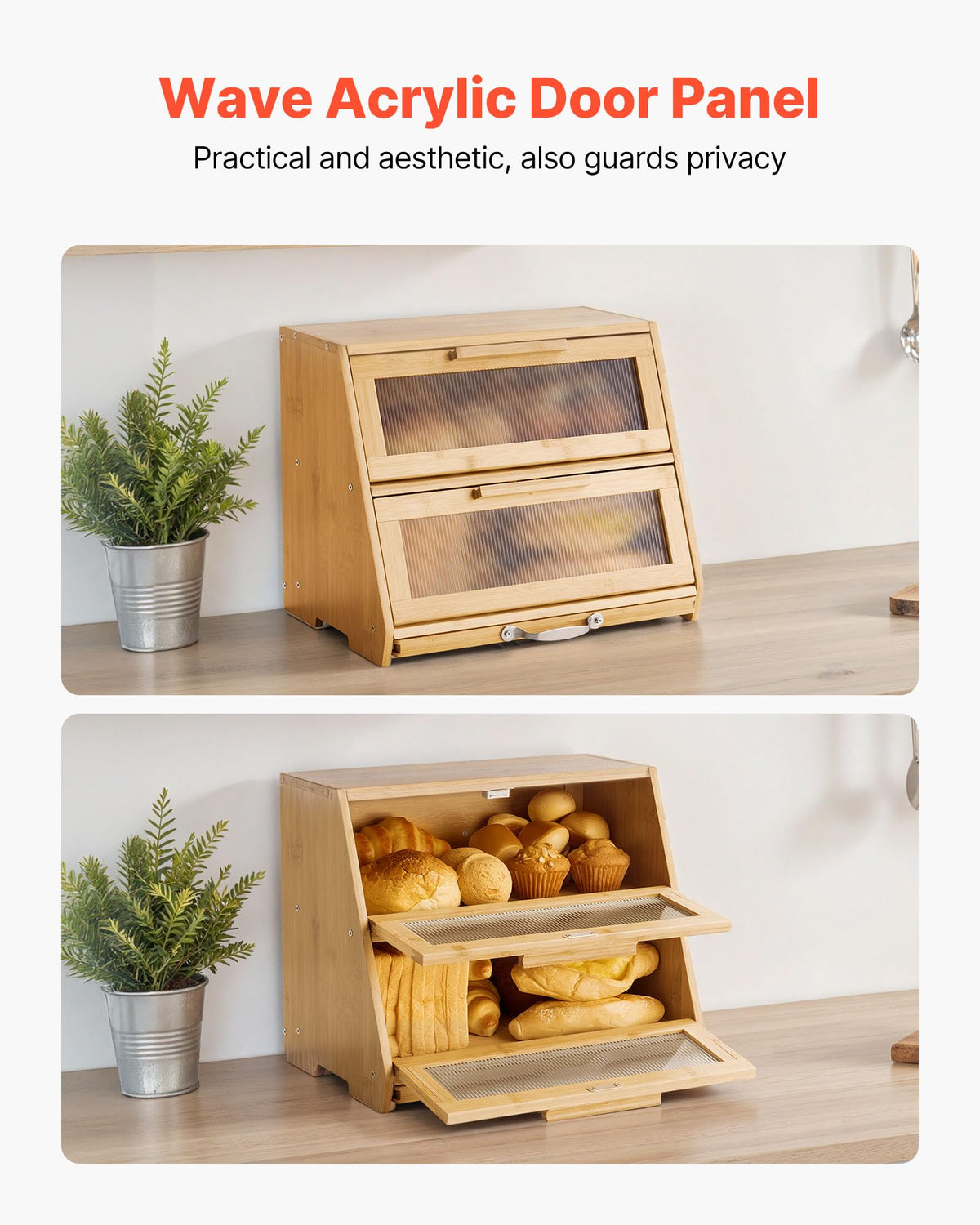 Large Capacity Bamboo Bread Box V3858