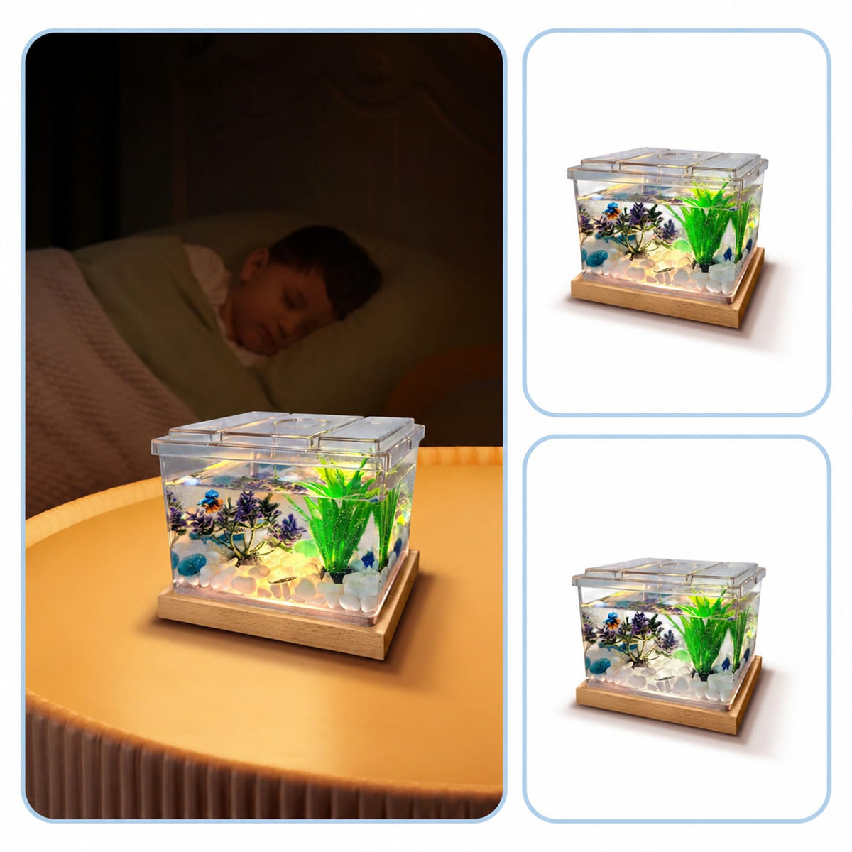 Mini Betta Fish Tank Kit with LED Light Base H790495