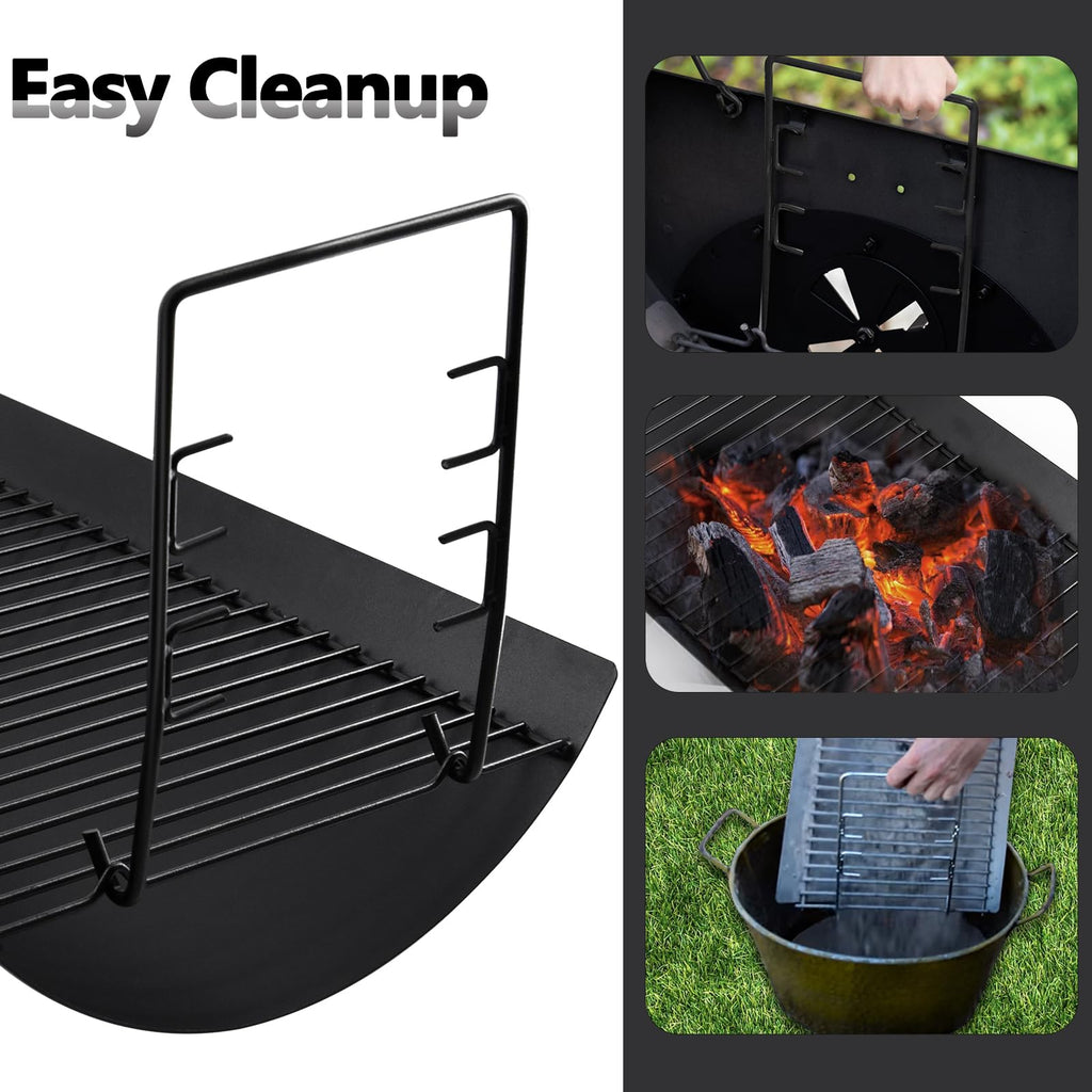 20 Inch Ash Pan Drip Pan for Charcoal Grill with 2pcs Fire Grate Hanger D621