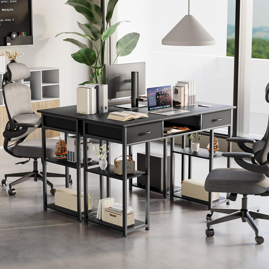 48-Inch Computer Desk with Drawers and Hook J6095