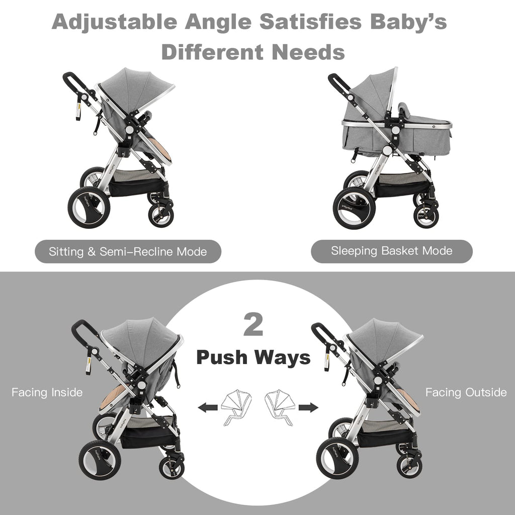 2-in-1 Convertible Bassinet Reclining Stroller E959610