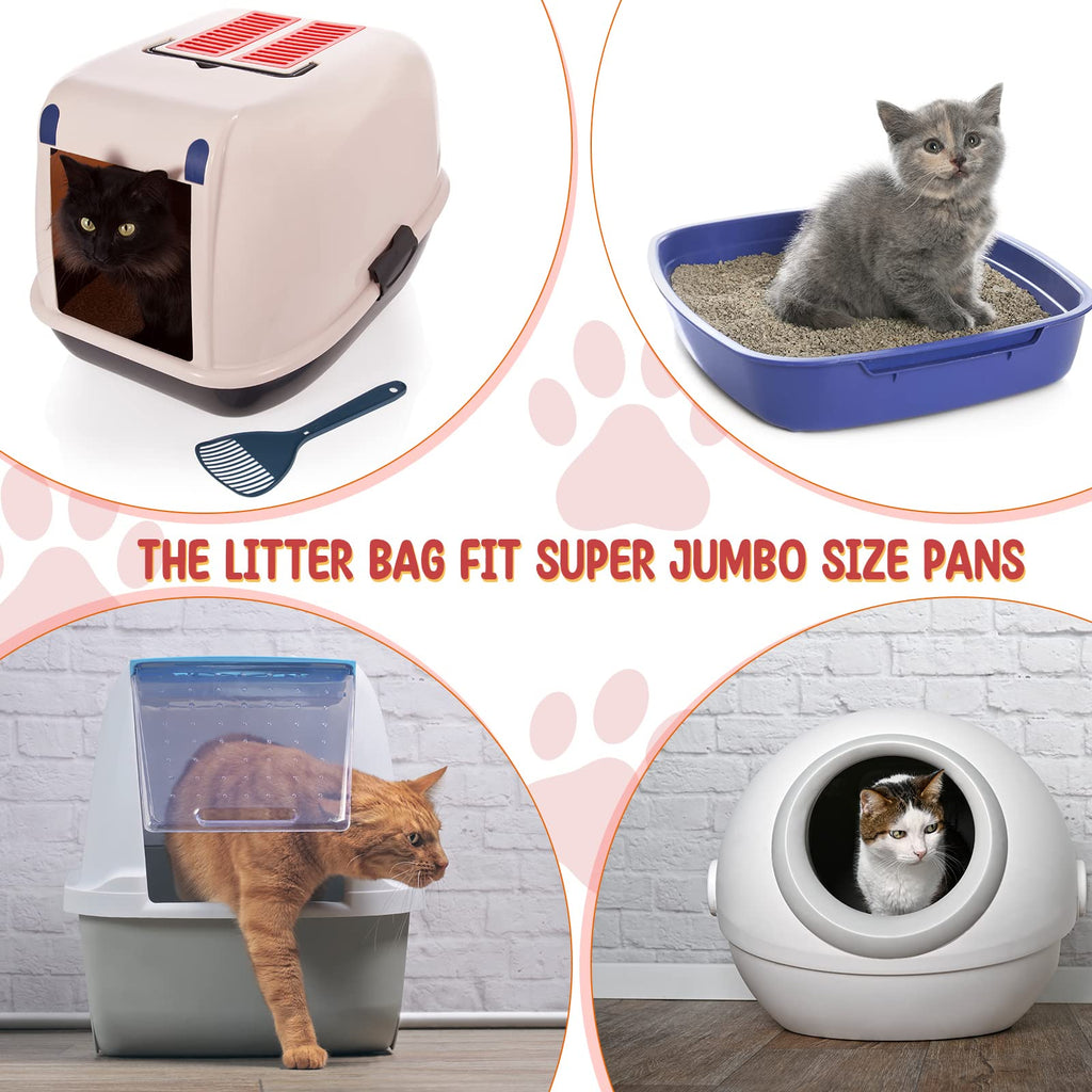 50 Count Jumbo Cat Litter Box Liners 39 x 22 Inch Gray Red F9282