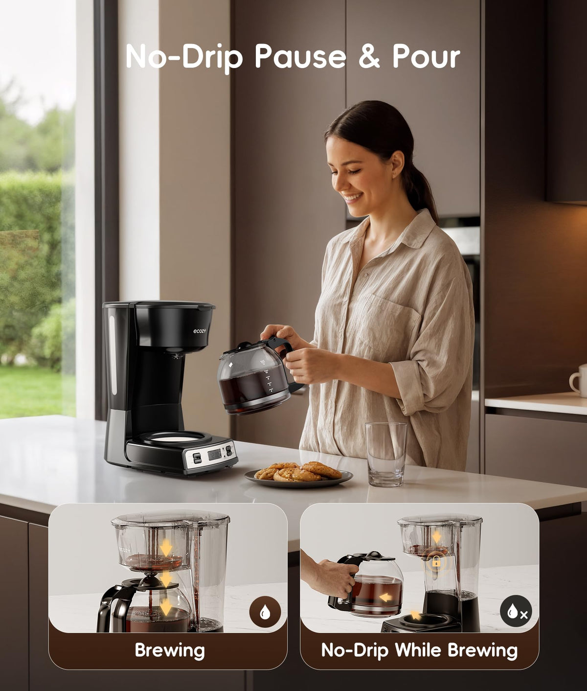 12-Cup Drip Coffee Maker with Electric Coffee Grinder E9050