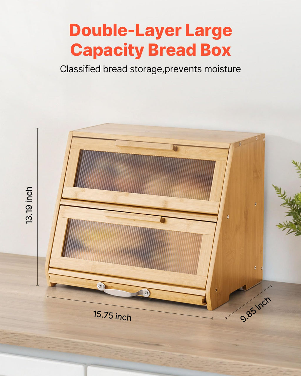 Large Capacity Bamboo Bread Box V3858