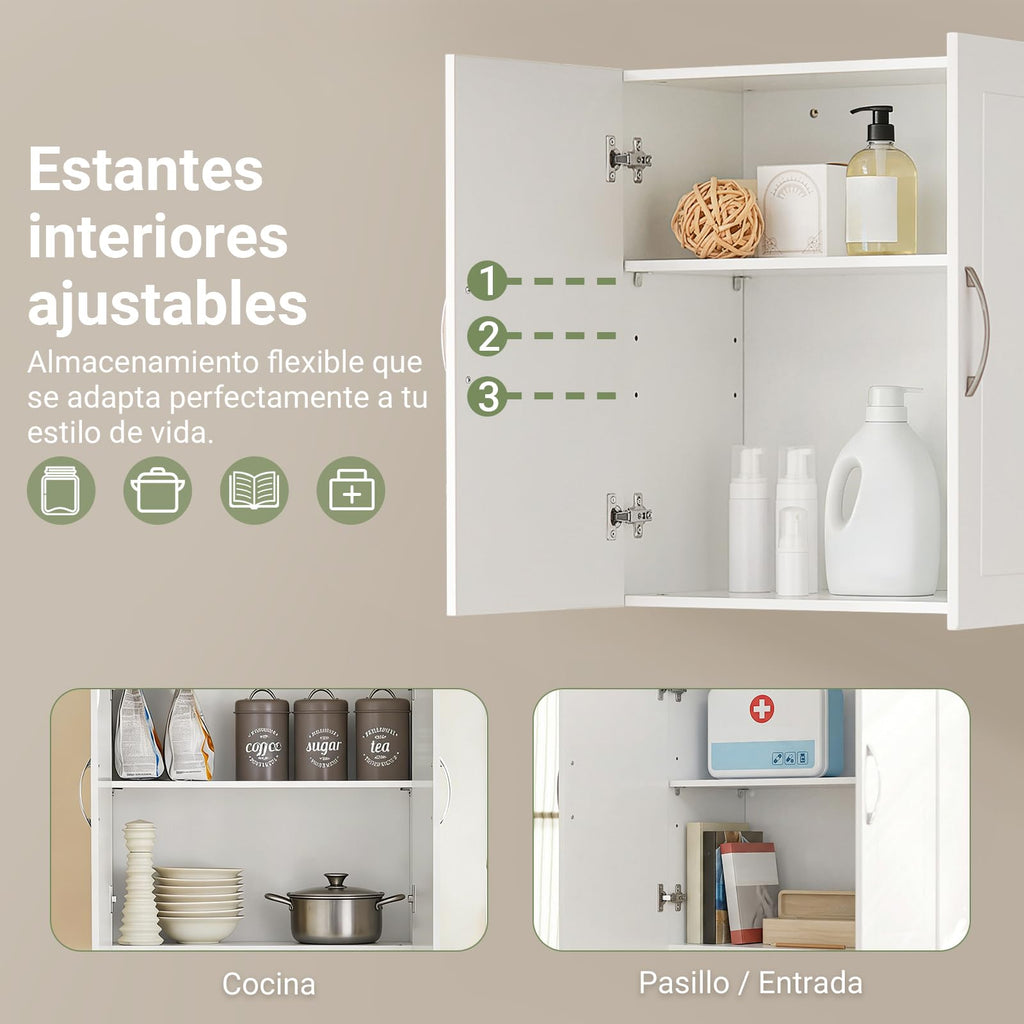 White Wall Storage Cabinet with Adjustable Shelf A177