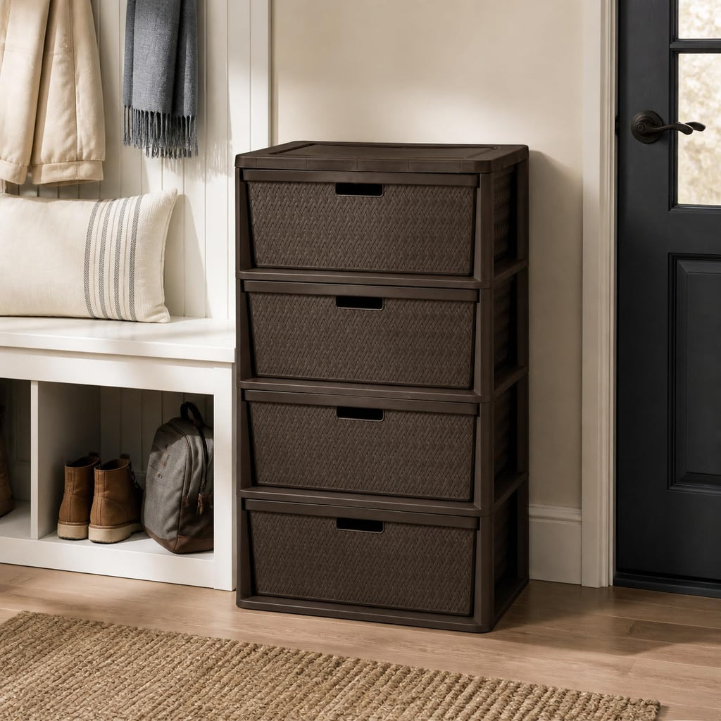 Brown 4 Drawer Plastic Storage Organizer M353215
