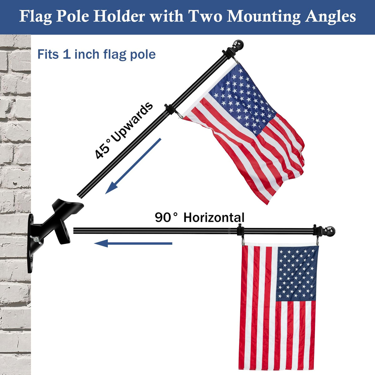 5FT Stainless Steel Wall Mounted Flag Pole Kit with Holder H803