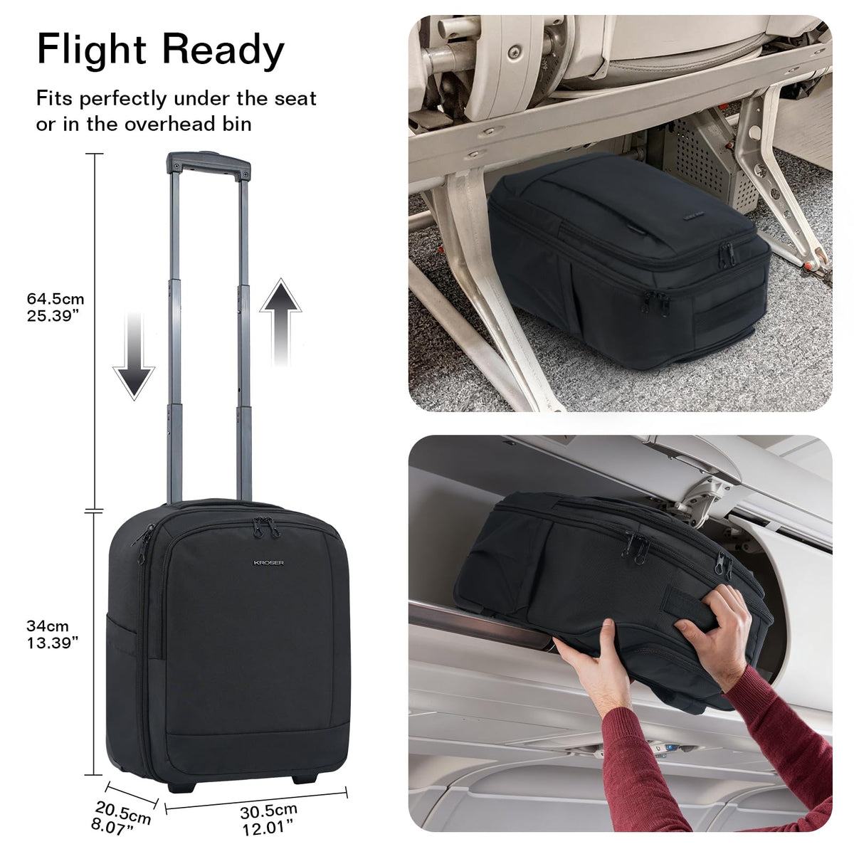 16-inch Underseat Carry On Suitcase Black R82311