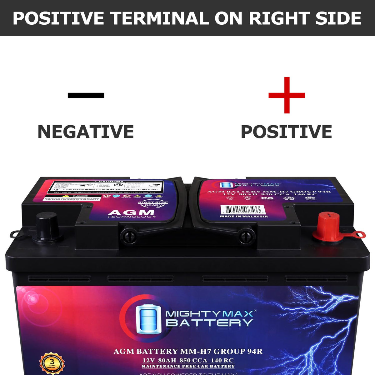 12V 80AH 850 CCA Replacement Battery K814