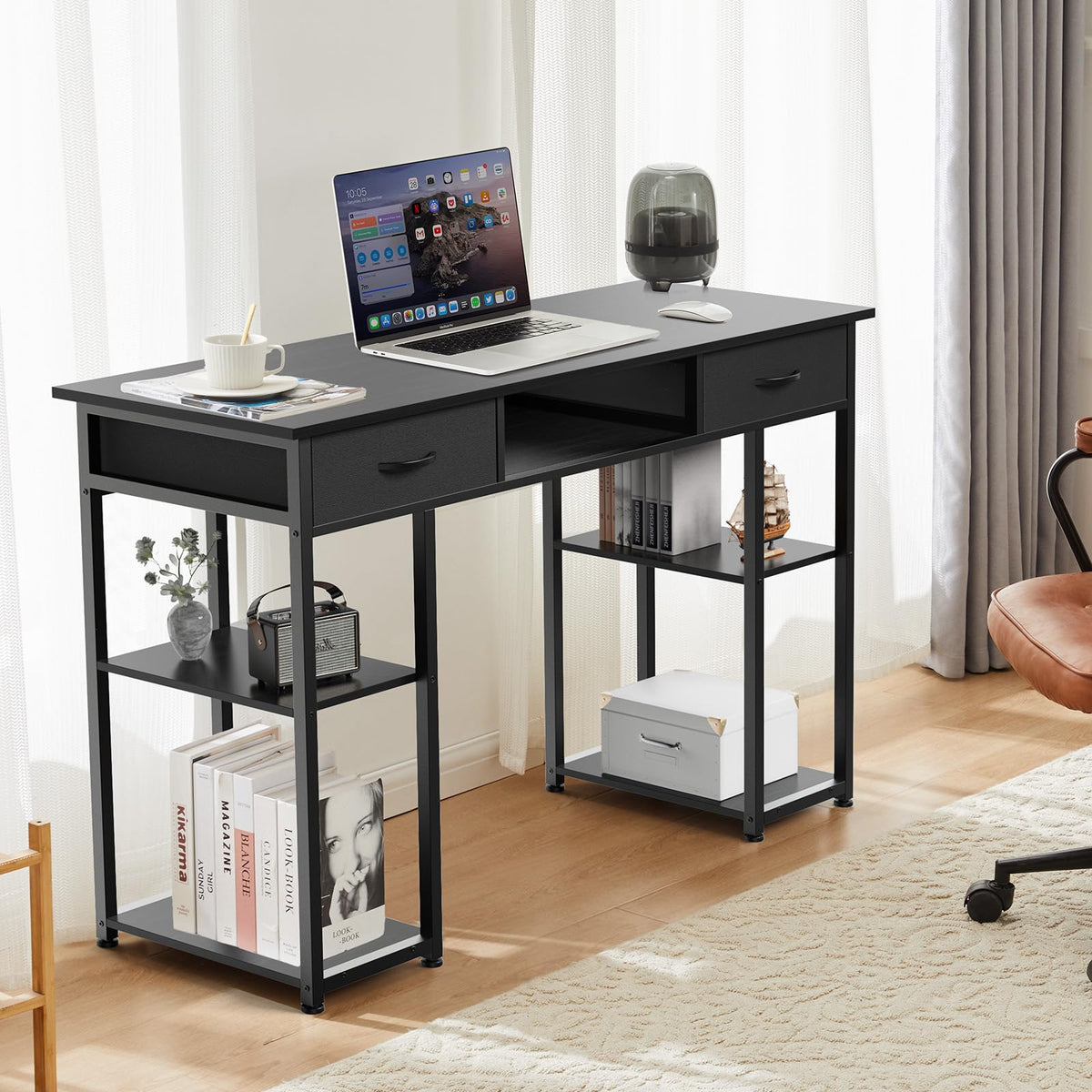 48-Inch Computer Desk with Drawers and Hook J6095