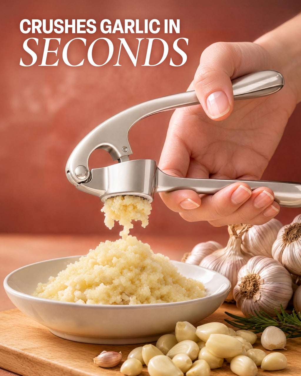 Garlic Press Set with Silicone Peeler & Brush F1550