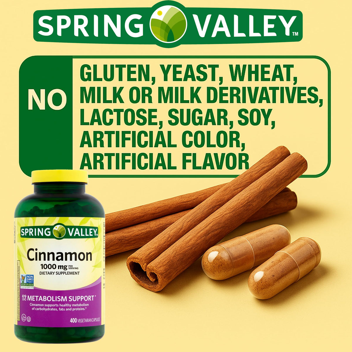 Cinnamon Supplement 1000mg 400 Vegetarian Capsules H97337
