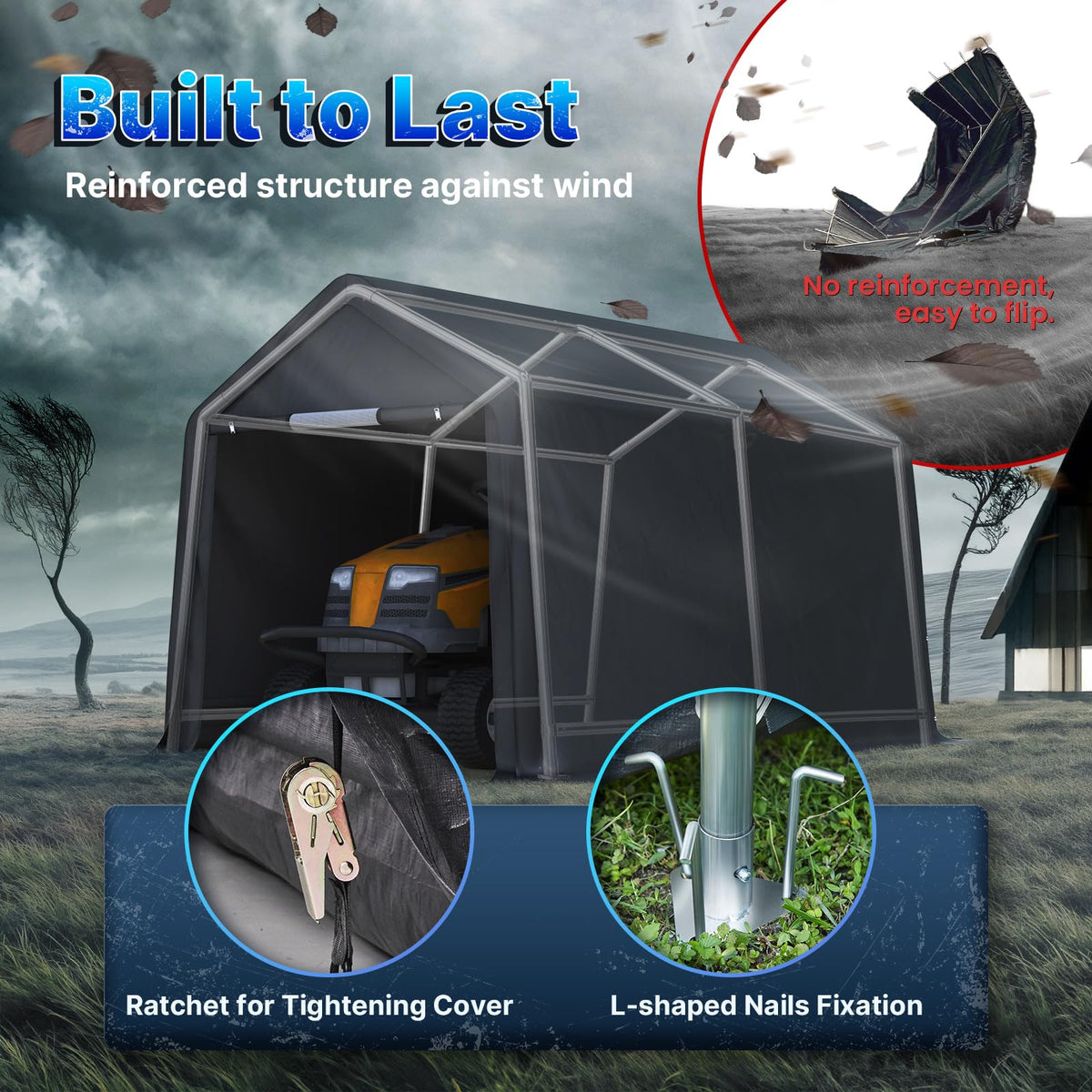 8x14 ft Steel Portable Garage Shelter with 2 Roll up Doors C308