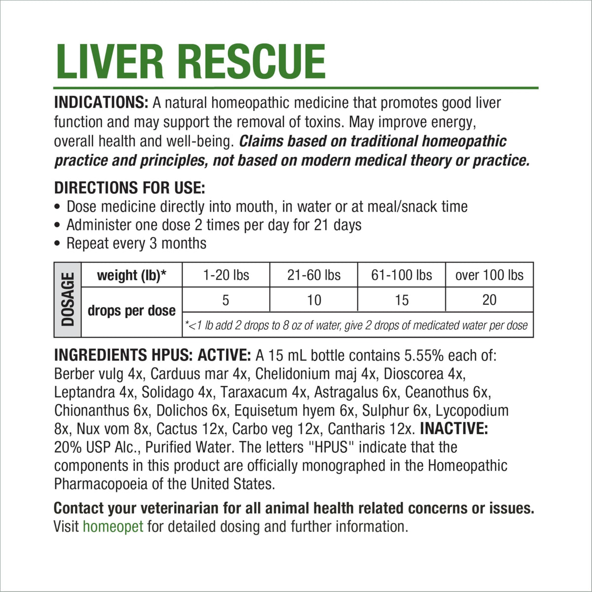 Liver Rescue Supplement for Dogs and Cats 15 Milliliters F682343