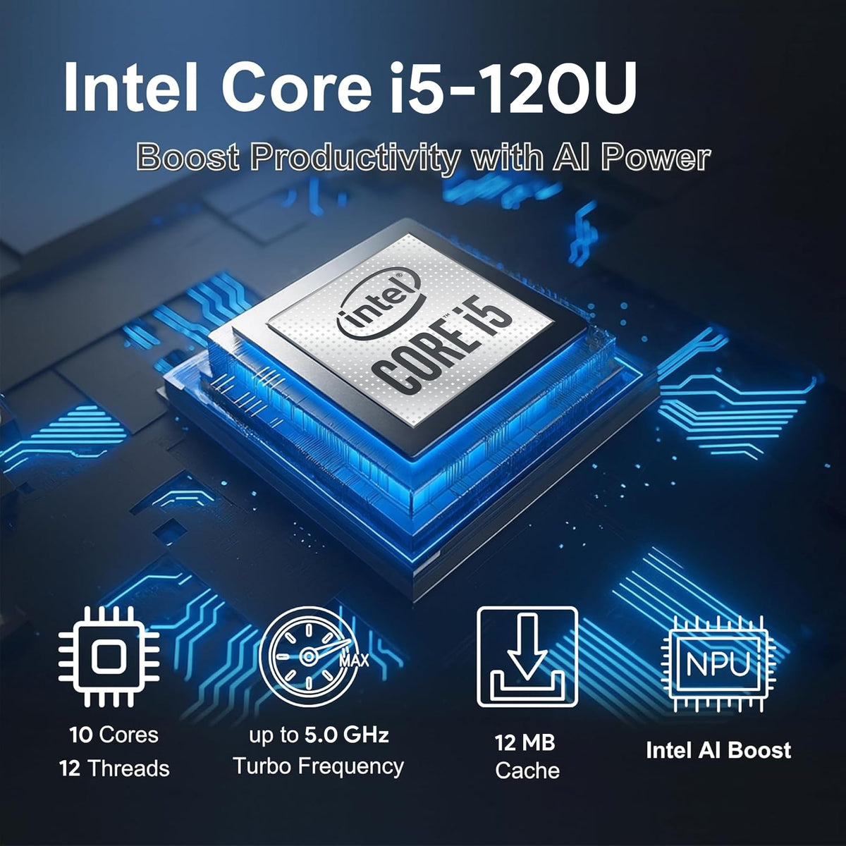 16" FHD+ Business Laptop, Intel 10 Core i5-120U, 16GB DDR5 RAM, 256GB SSD H3889