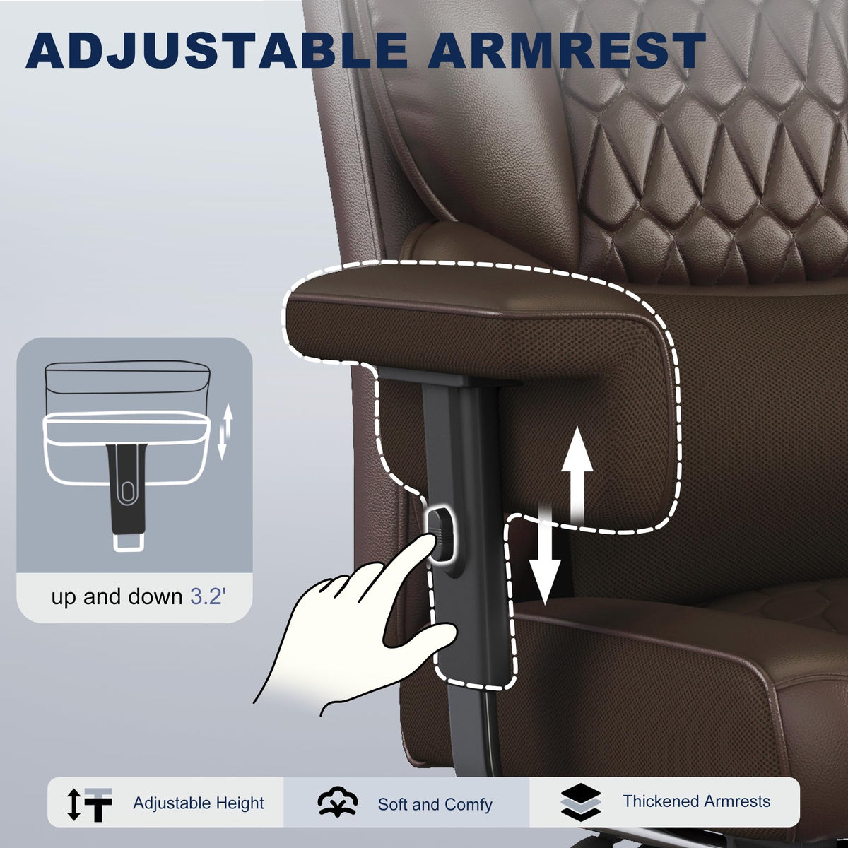 Big and Tall Faux Leather Office Chair with Footrest K226