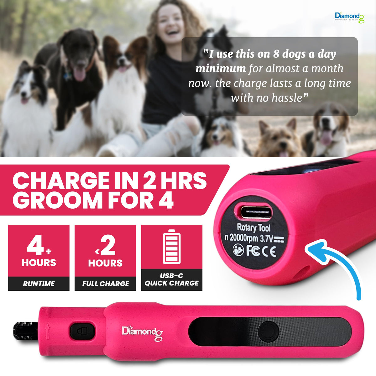 Pink Dog Nail Grinder with LED Light X39423