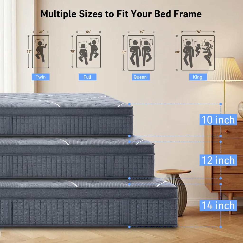 Full Size 12 Inch Gel Memory Foam Pocket Spring Mattress D8425