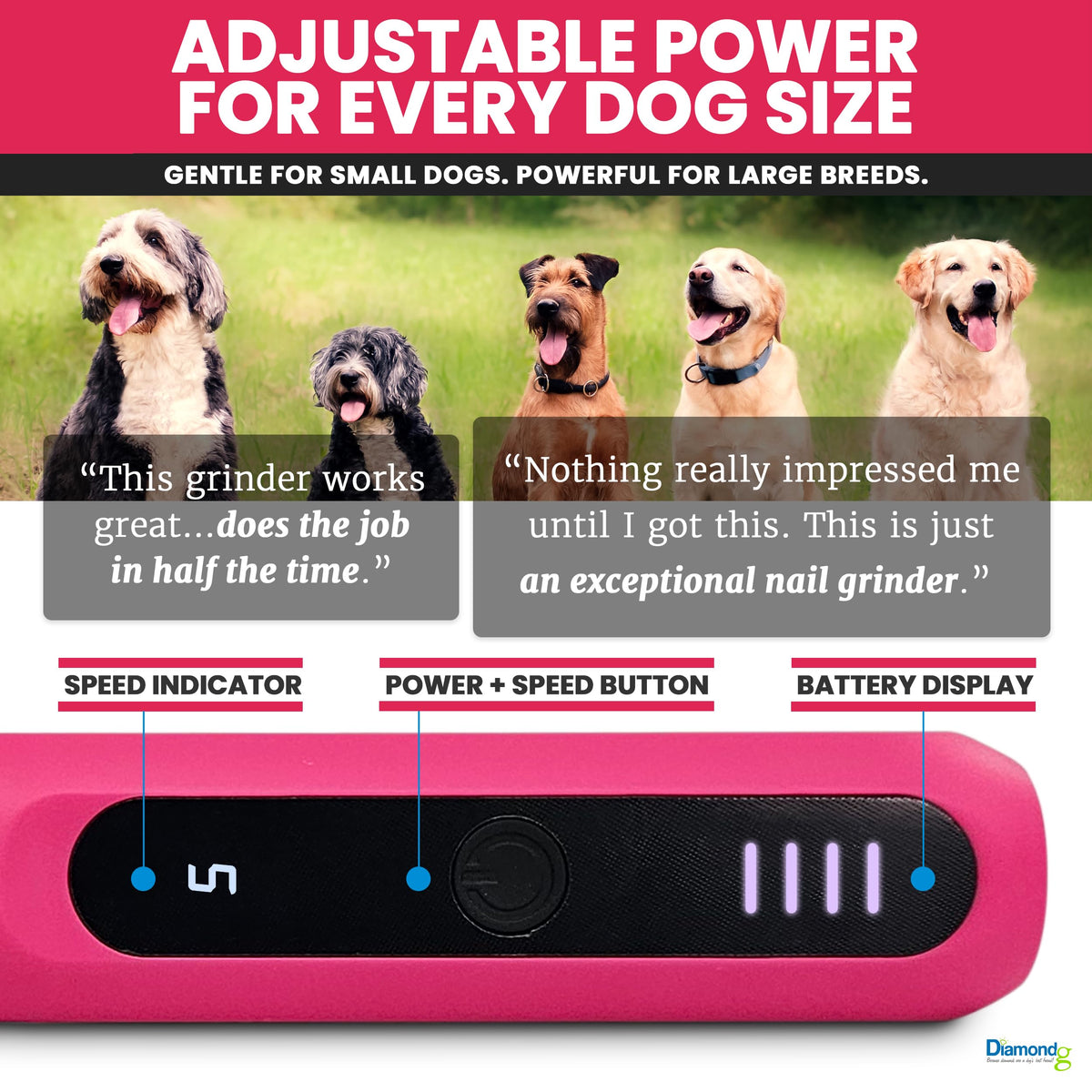 Pink Dog Nail Grinder with LED Light X39423