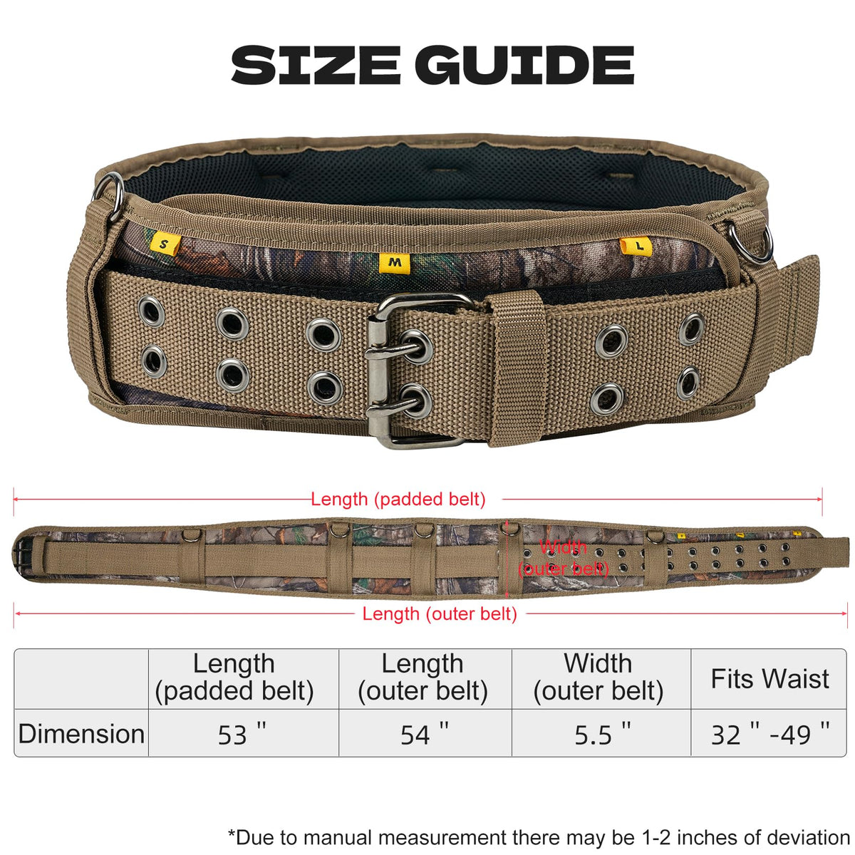 Camo Tool Belt with Suspenders Heavy Duty Carpenter Rig N7941