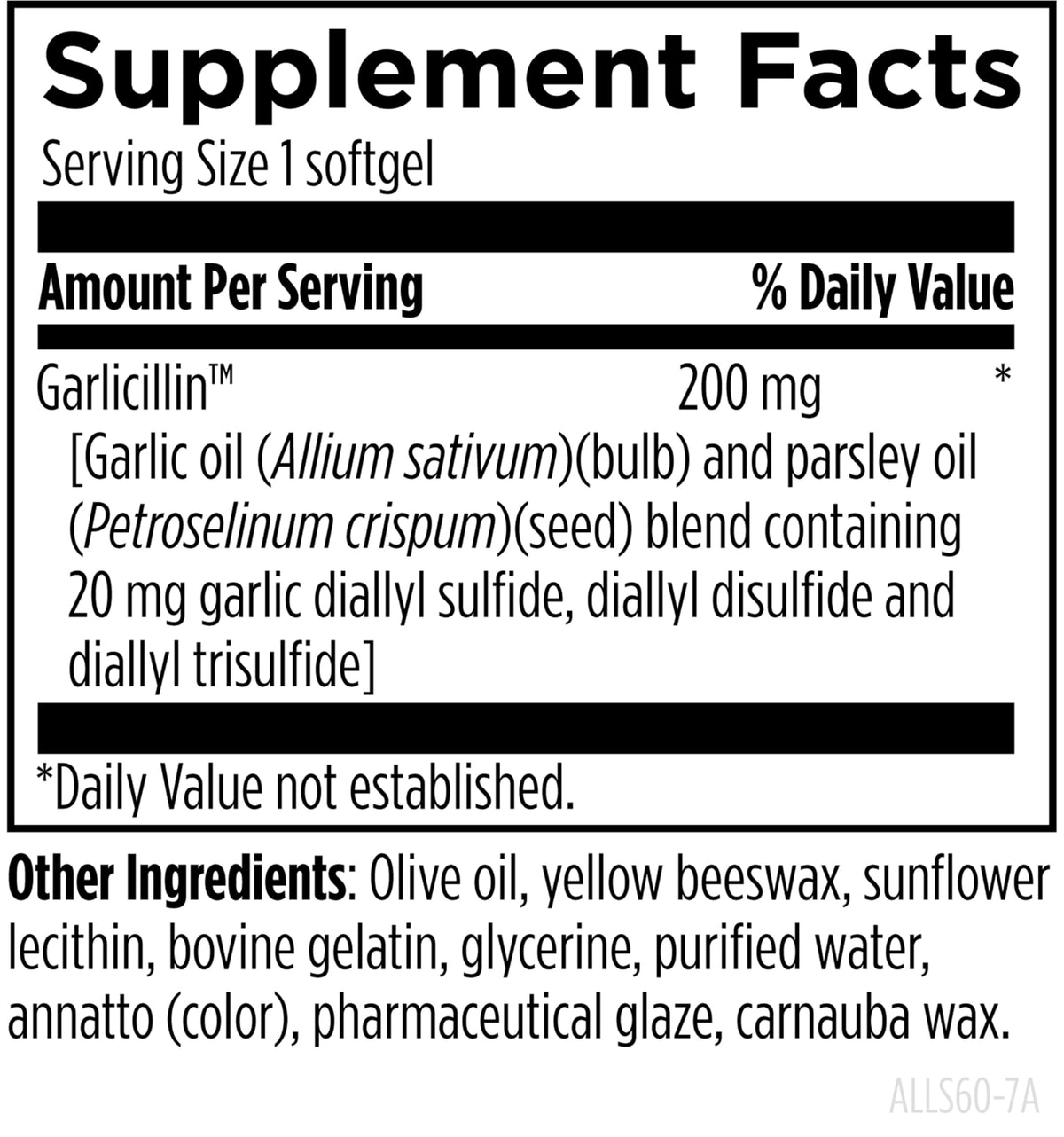 Allicin Supplement 60 Softgels V93398