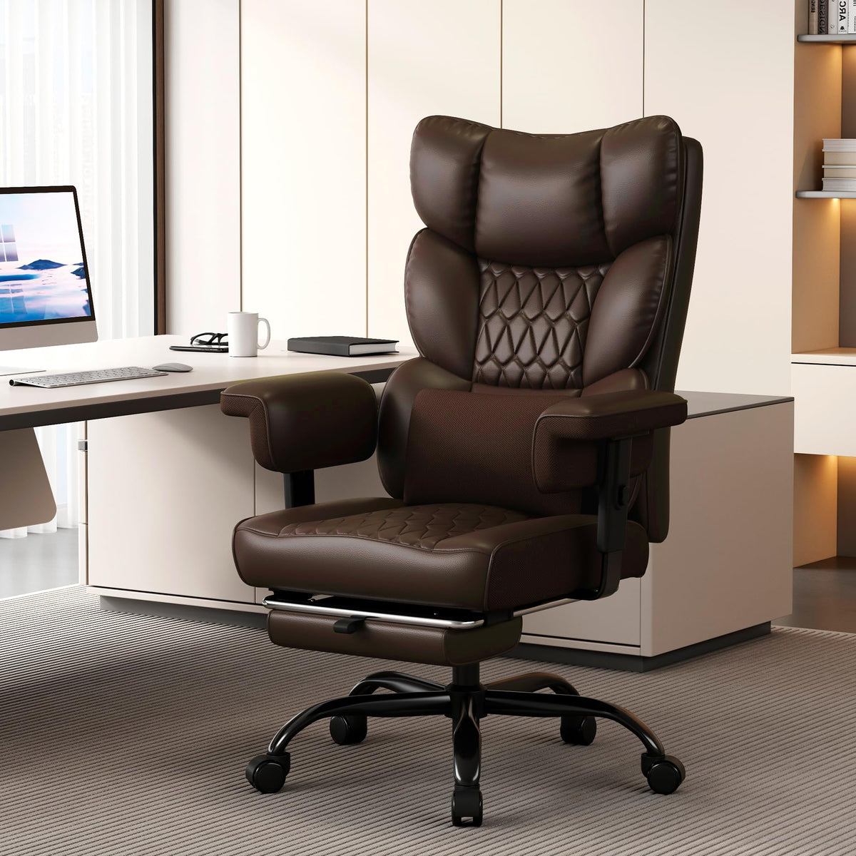 Big and Tall Faux Leather Office Chair with Footrest K226