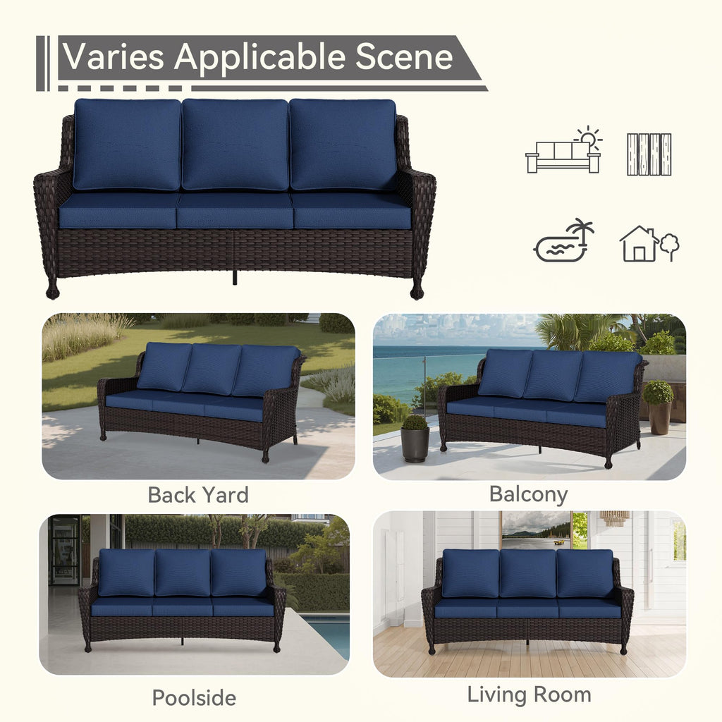 3-Seater Wicker Sofa with Removable Cushions E495