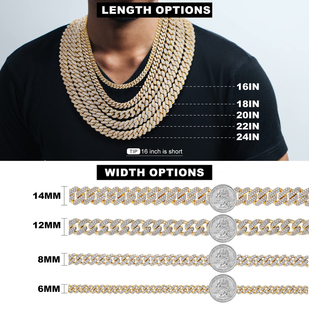 Moissanite Cuban Link Chain Necklace 18k Gold Plated 925 Sterling Silver B874205