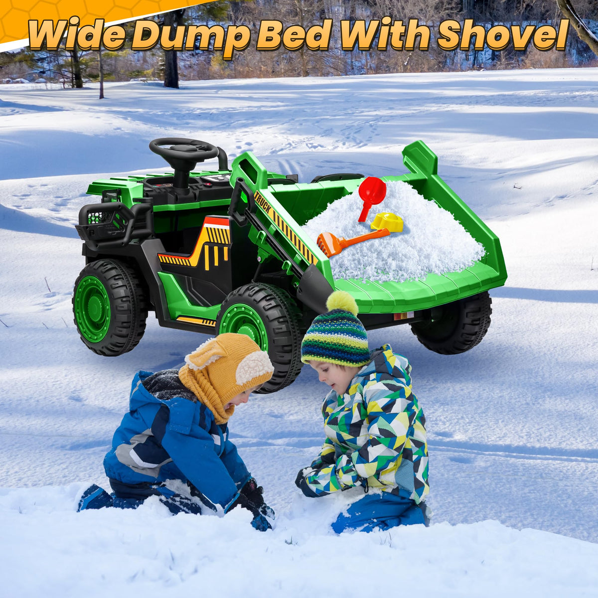 Green 24V Ride On Dump Truck with Electric Dump Bed T13323