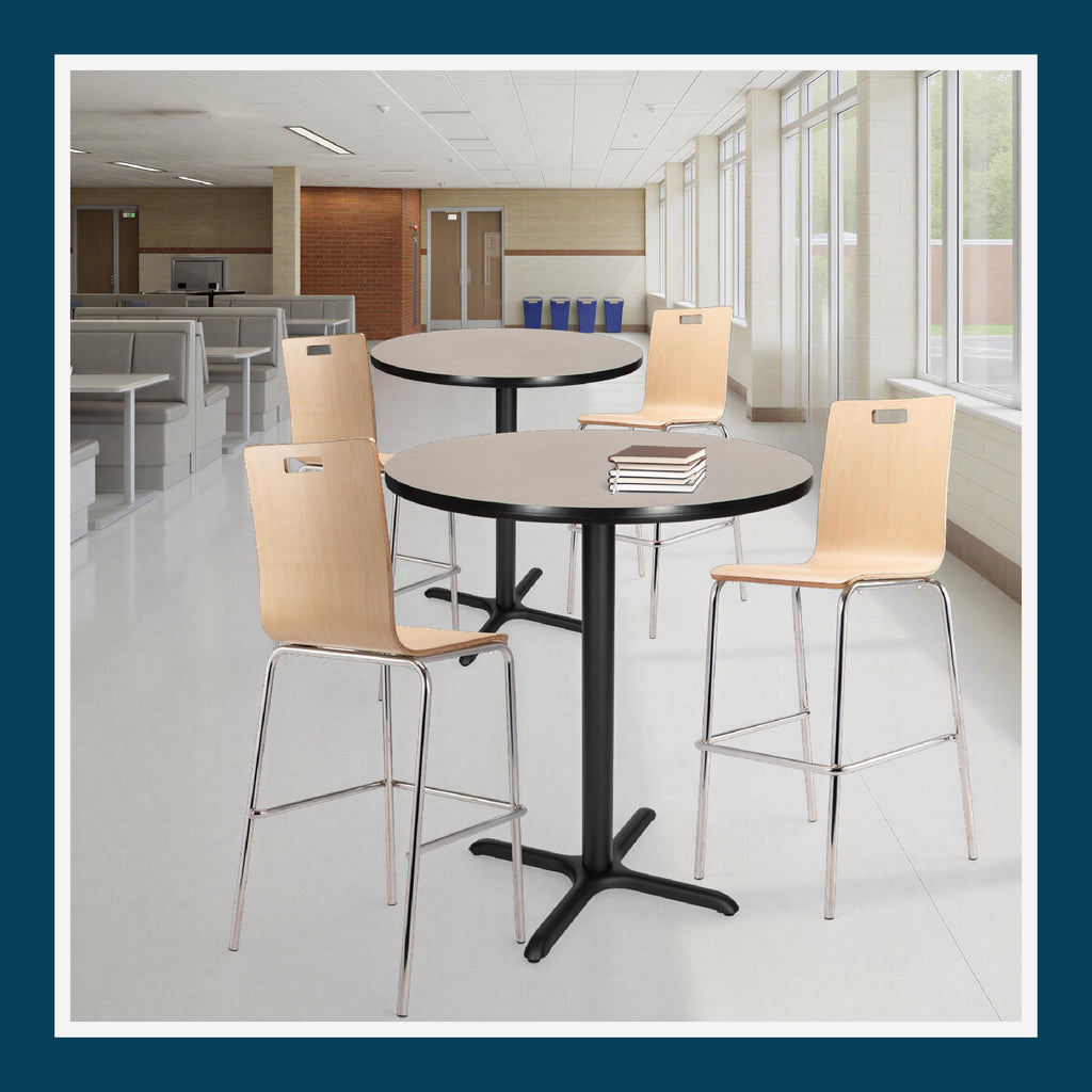 Round 36 in Diameter 42 in Bar Height Black Frame Gray Laminate Cafe Table Q66883