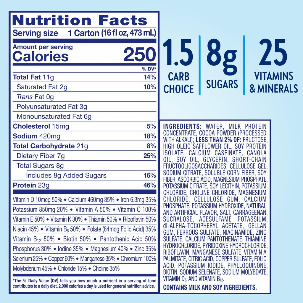 Classic Chocolate Diabetes Care Shake 23g Protein 12 Pack Y7878