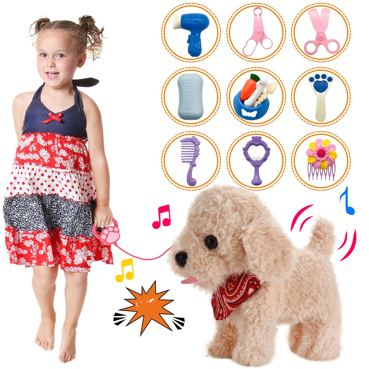 Interactive Walking Plush Puppy Toy F748075