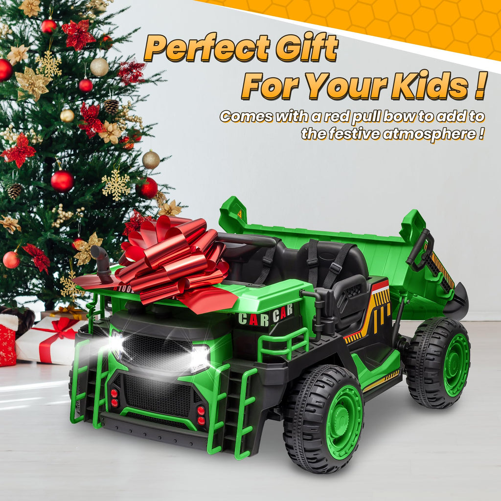 Green 24V Ride On Dump Truck with Electric Dump Bed T13323