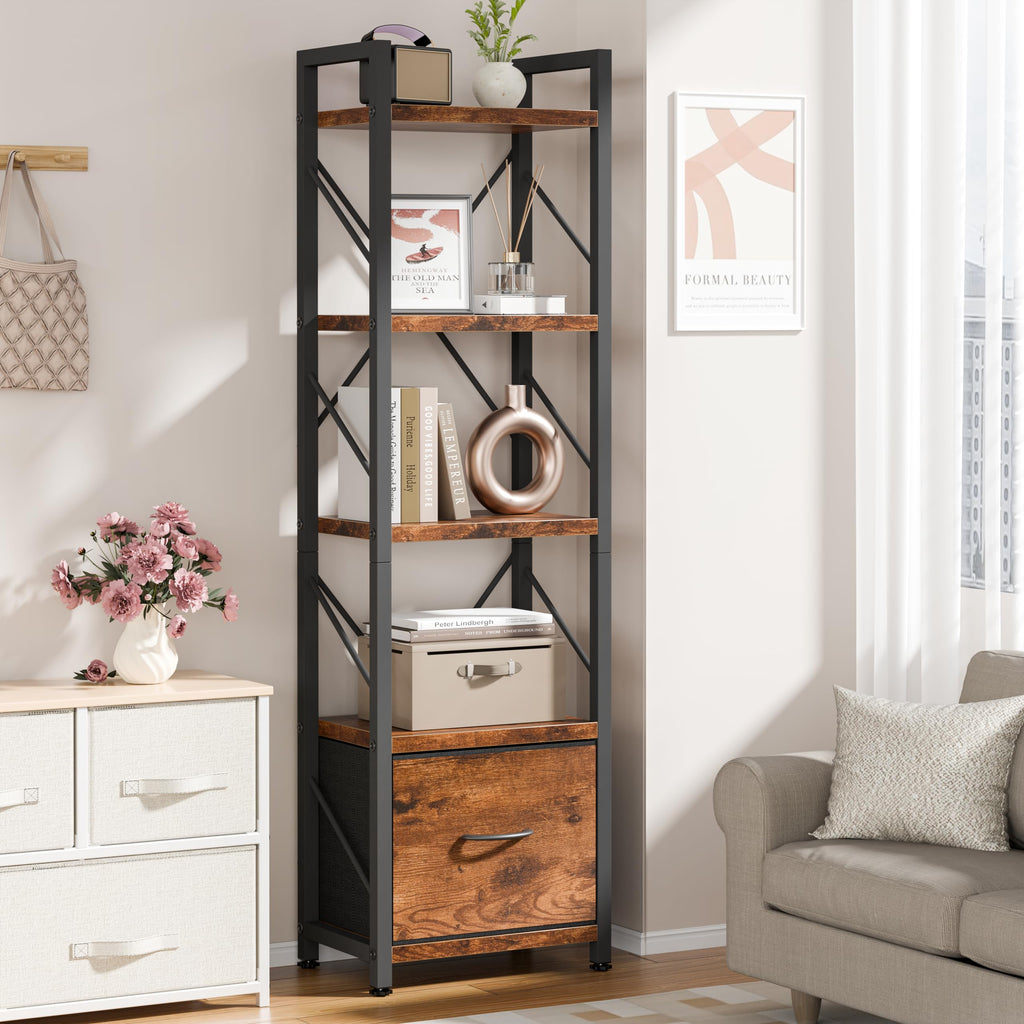 5 Tier Bookshelf with Drawer W25046