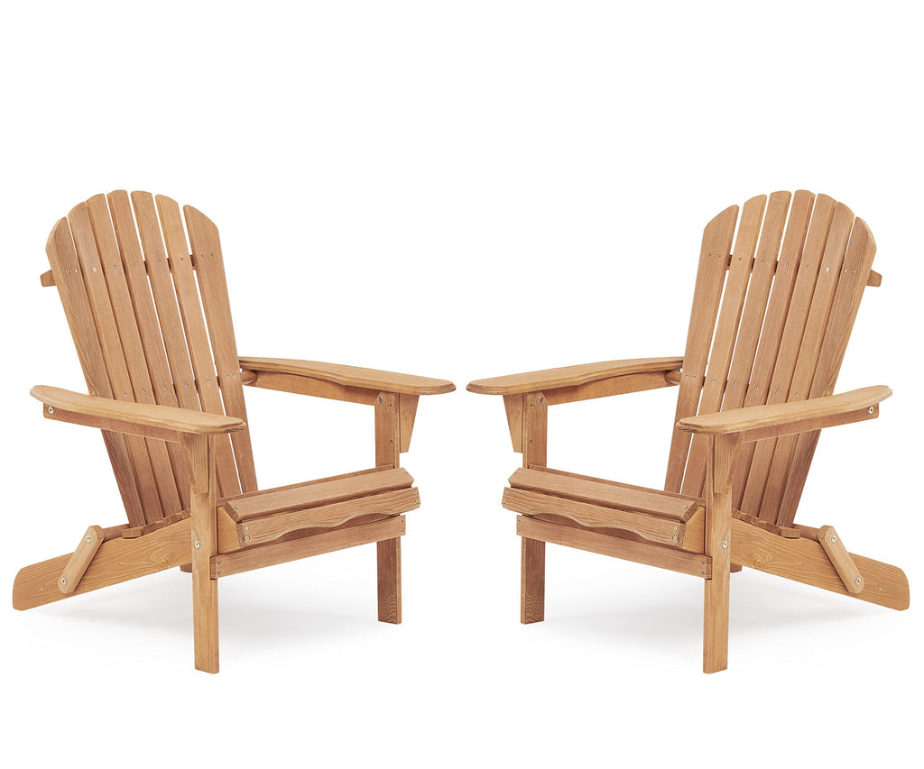 Folding Adirondack Chair Set of 2 Solid Cedar Wood T356930