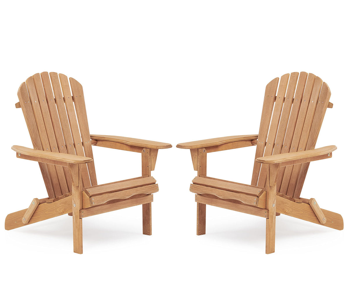 Folding Adirondack Chair Set of 2 Solid Cedar Wood T356930