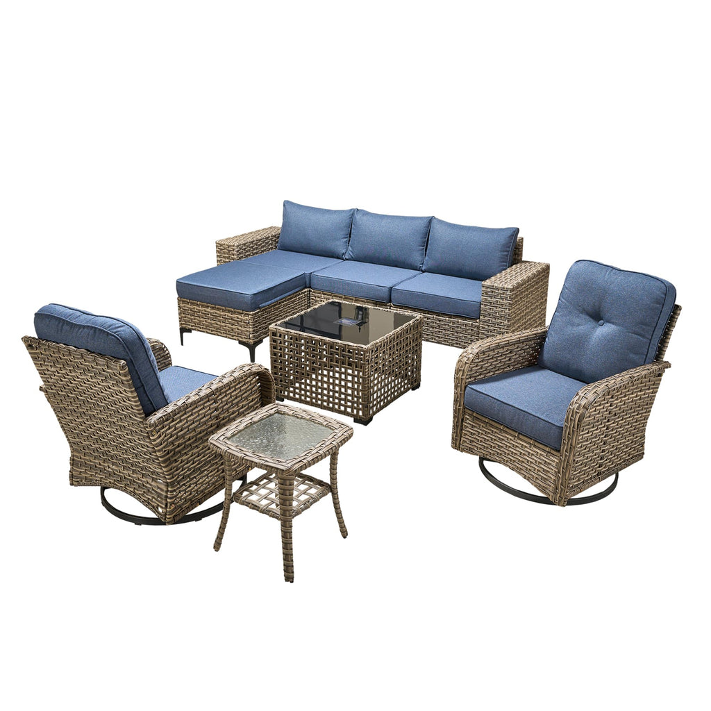 8 Piece Wicker Outdoor Sectional Sofa Set E289862