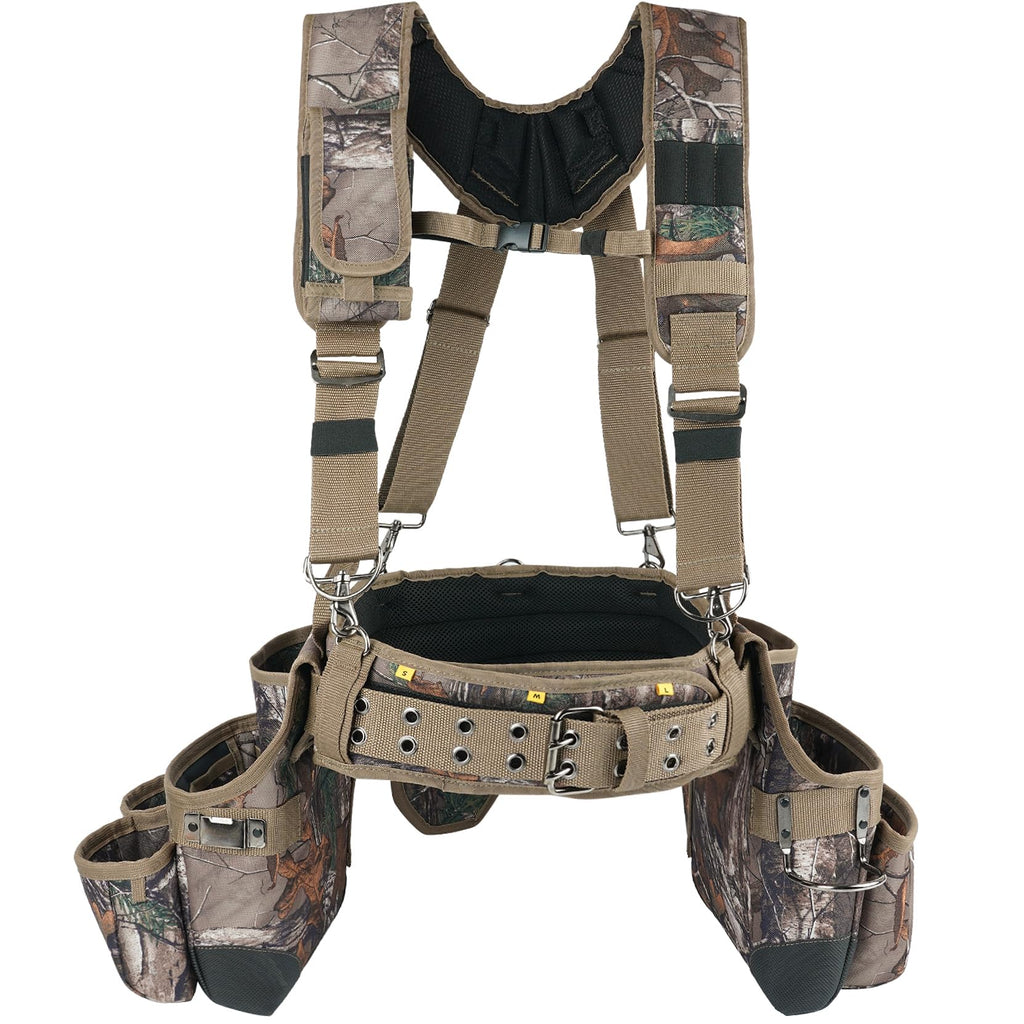 Camo Tool Belt with Suspenders Heavy Duty Carpenter Rig N7941